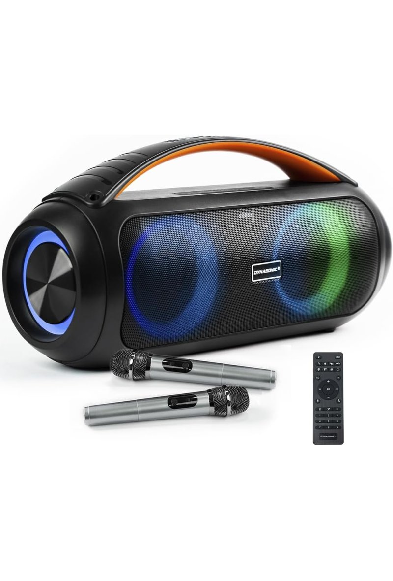 DYNASONIC D93 - Enceinte Bluetooth Portable IPX5 Hautparleur Waterproof. Enceinte d'extérieur sans Fil. Stéréo sans Fil. Lecteur de Son Puissant avec lumières LED intégrées. Micro-SD, USB.