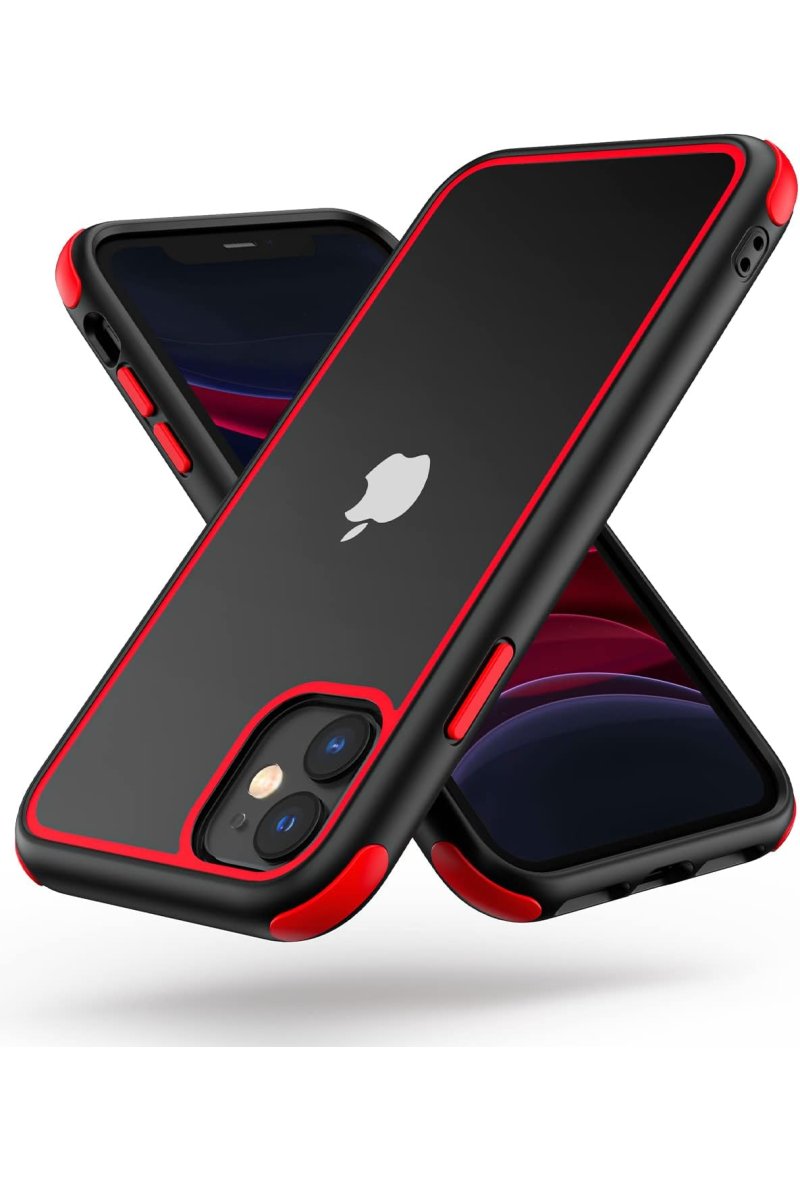 Coque Compatible avec iPhone 11 360 degrés Antichoc Pro Anti-Rayures Transparente PC/TPU Silicone Etui pour iPhone 11 - Noir/Rouge