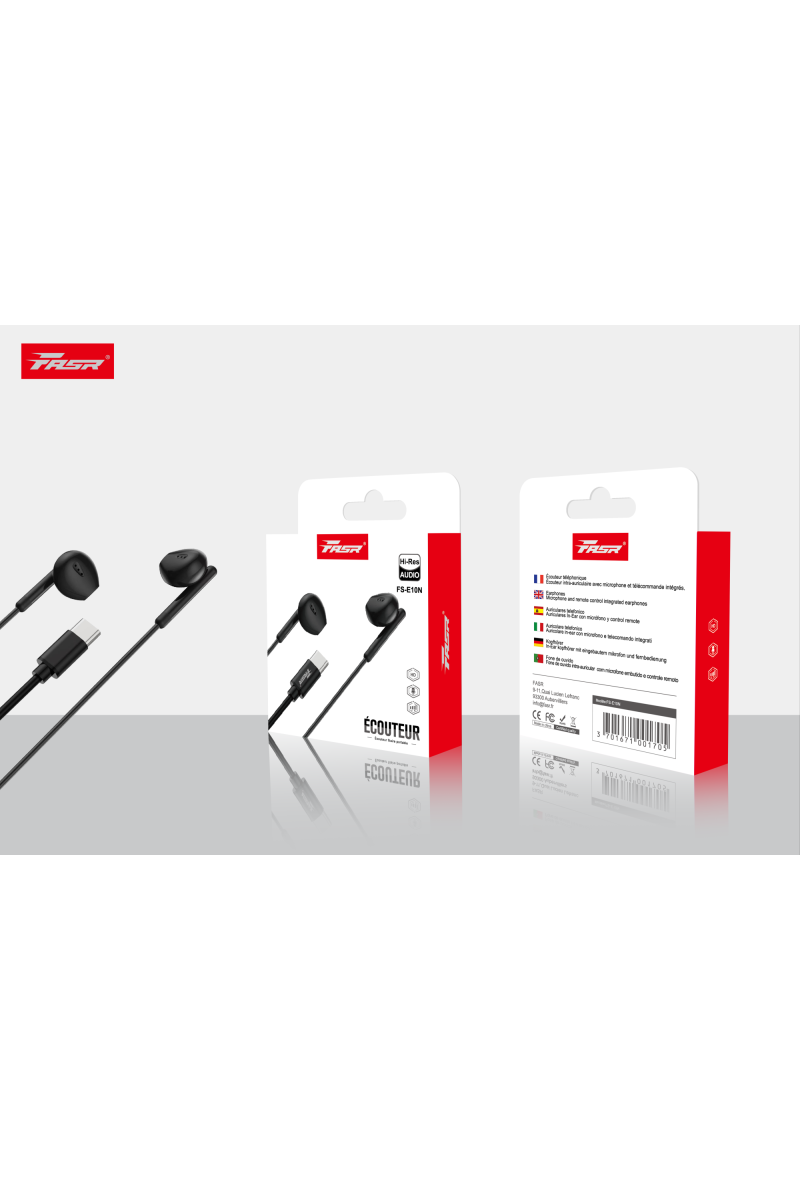 FASR Écouteurs avec fil USB C pour iPhone, Intra Auriculaires avec Micro et contrôle du Volume, HiFi Stéréo Basse Filaires Type C Casque Compatible