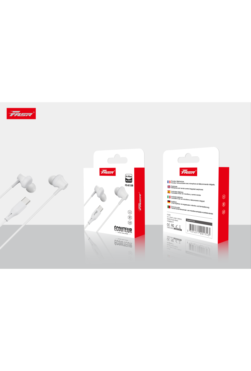 Écouteurs Intra-Auriculaires, Casque Filaire avec Micro FASR