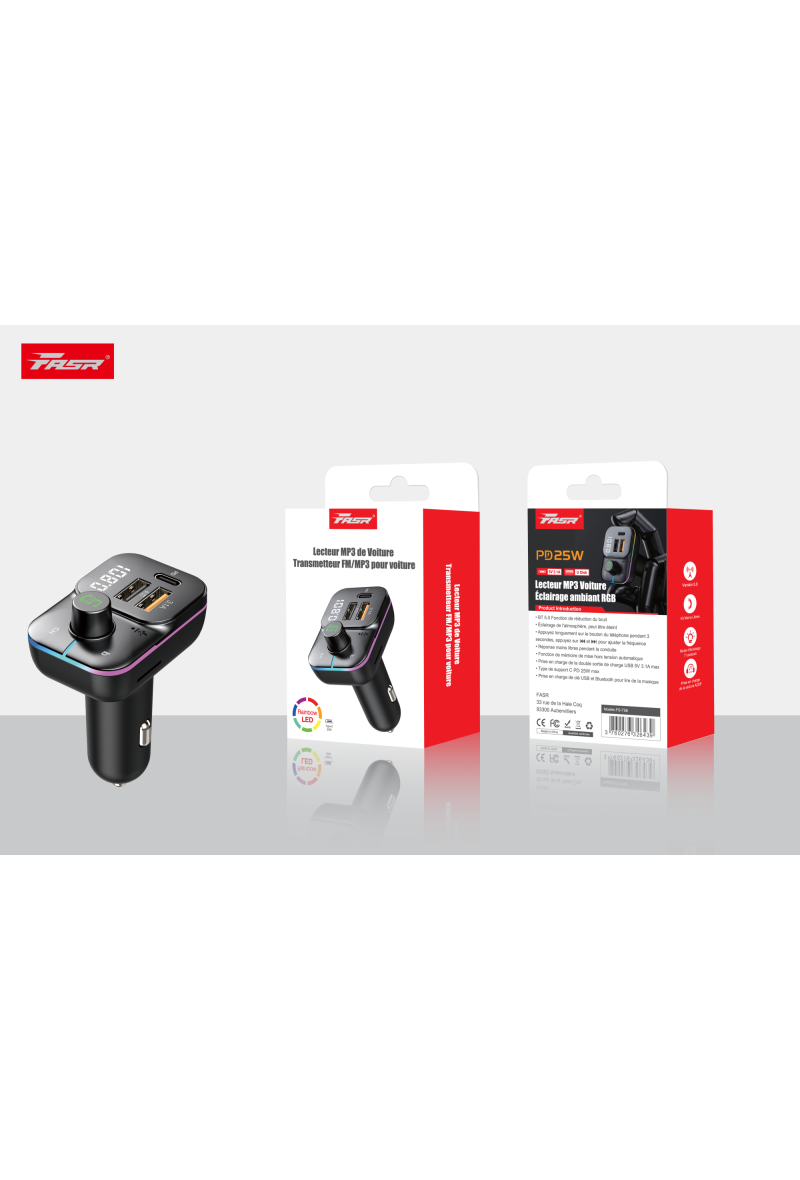 Transmetteur FM/MP3 Bluetooth TYPE C USB A pour voiture