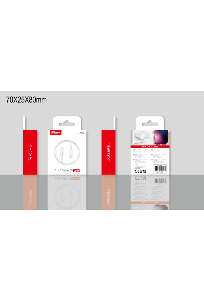 Câble Type-C / Lightning 60W FASR FS-T429 - 1M - Blanc