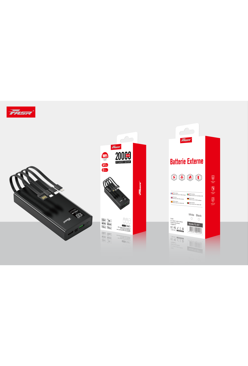 Power Bank 20000 mAh 22,5 W Banque de puissance à charge rapide PD3.0 Sorties et entrées USB C Chargeur portable pour smartphones