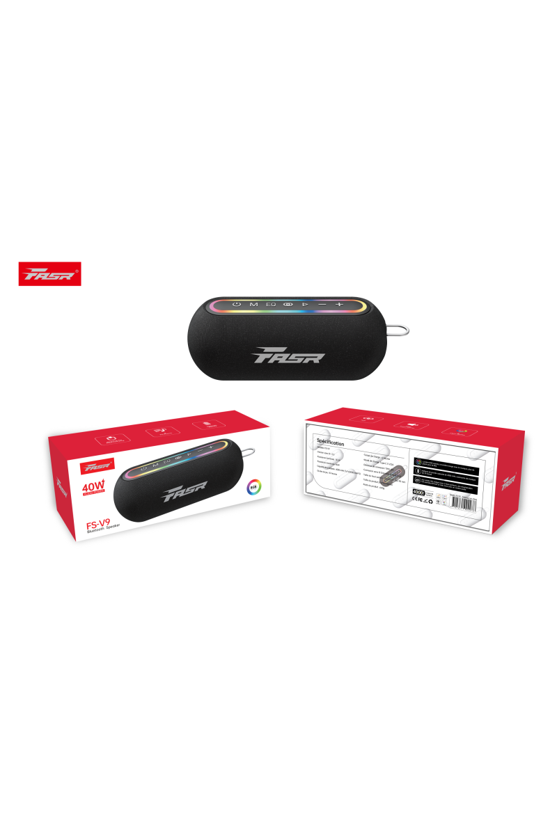 FASR Enceinte Portable Bluetooth aux Basses Renforcées, 10H, Bluetooth 5.3, 35W Enceinte Puissante, IPX7, AUX, TF Carte, pour Fêtes/Voyage/Extérieur, Noir