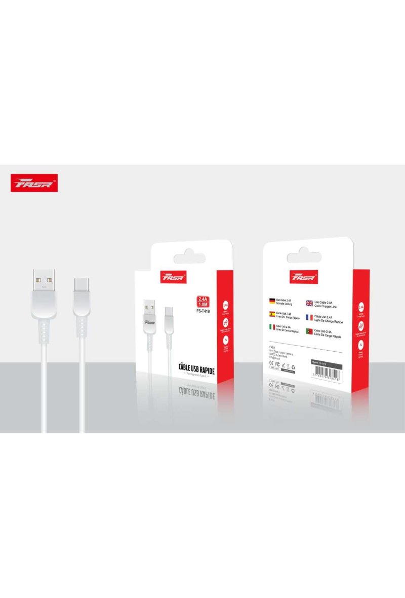 FASR Câble USB / Type-C 2.4A FASR FS-T419 - 1M - Blanc