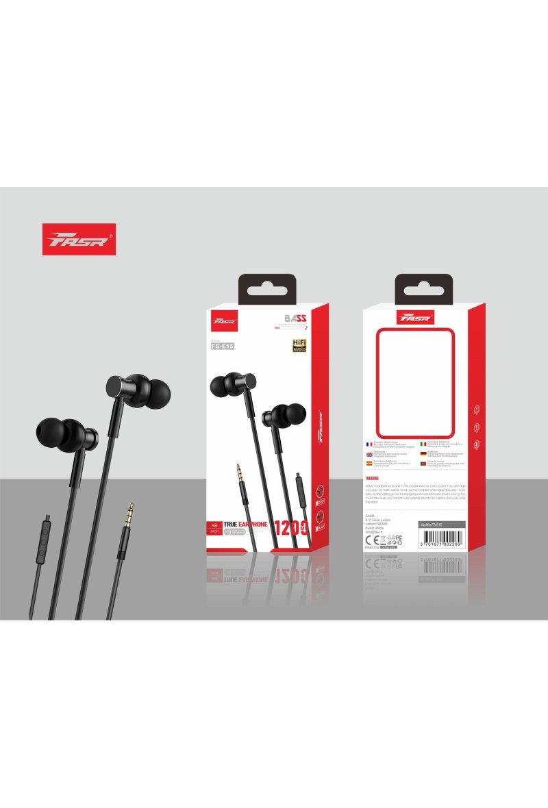 FASR Écouteurs Intra-Auriculaires, Ecouteurs Filaire Jack 3.5mm avec Microphone, Écouteurs Intra-Auriculaires Confortable Réduction du Bruit Son