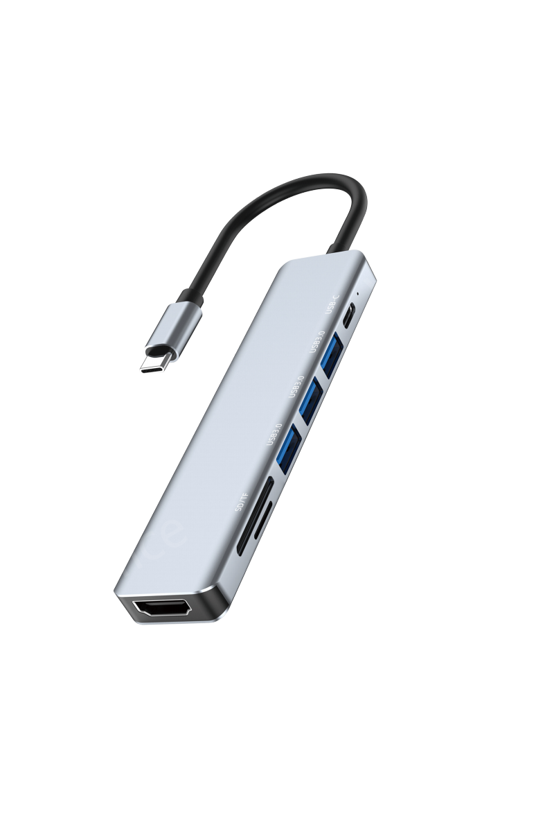 Adaptateur 7-en-1 USB C, Selore Hub USB C HDMI 4K,3 Ports USB 3.0, Lecture de Carte SD/TF, Dock USB C FASR AD1