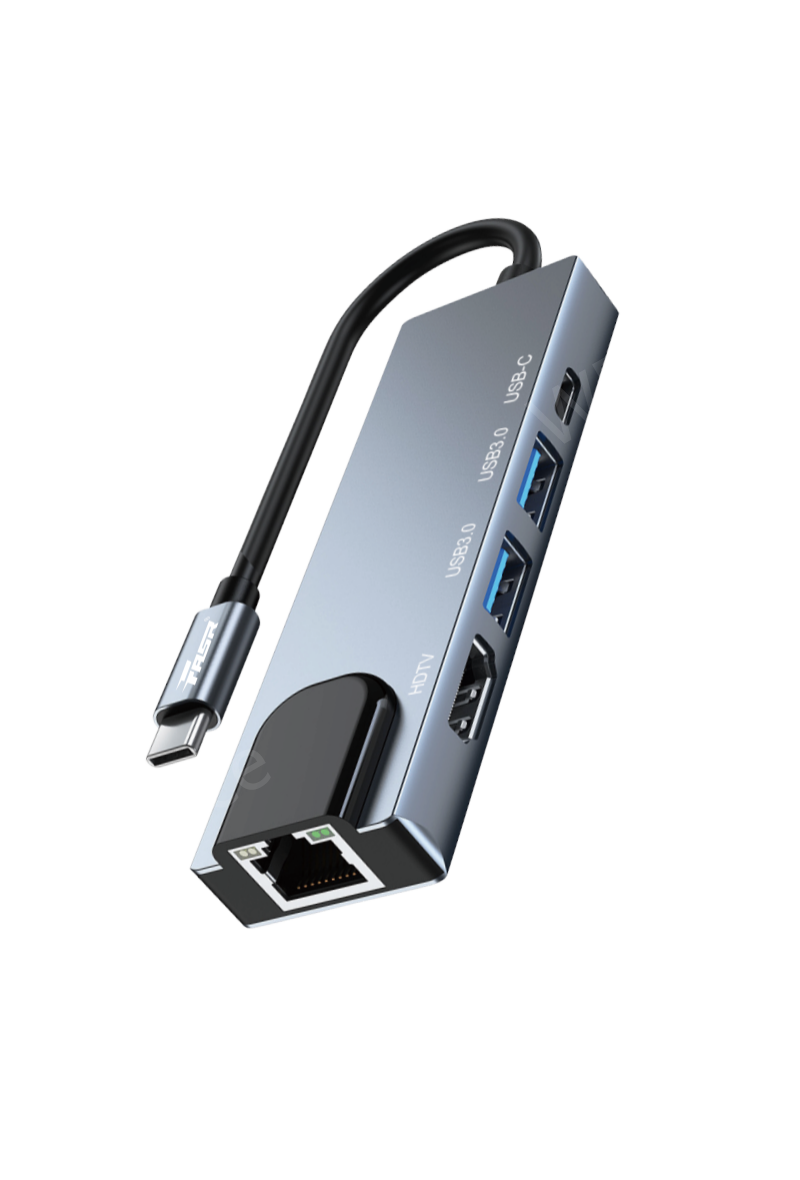 Adapteur 5-en-1 USB C,  Adaptateur Multi Port USB avec 4K HD HDMI Compatible avec Ordinateurs Portables FASR AD4