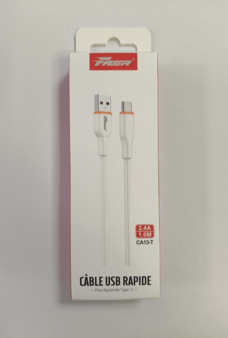 cable usb rapide 2.4A pour appareils type c