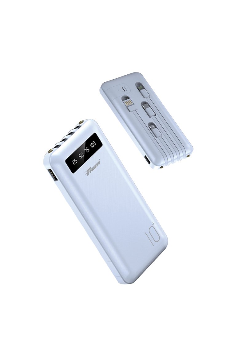 batterie externe 10000 mAh avec 4 Câbles intégrés Micro, Type-C, Lightning et USB FASR FS-B5