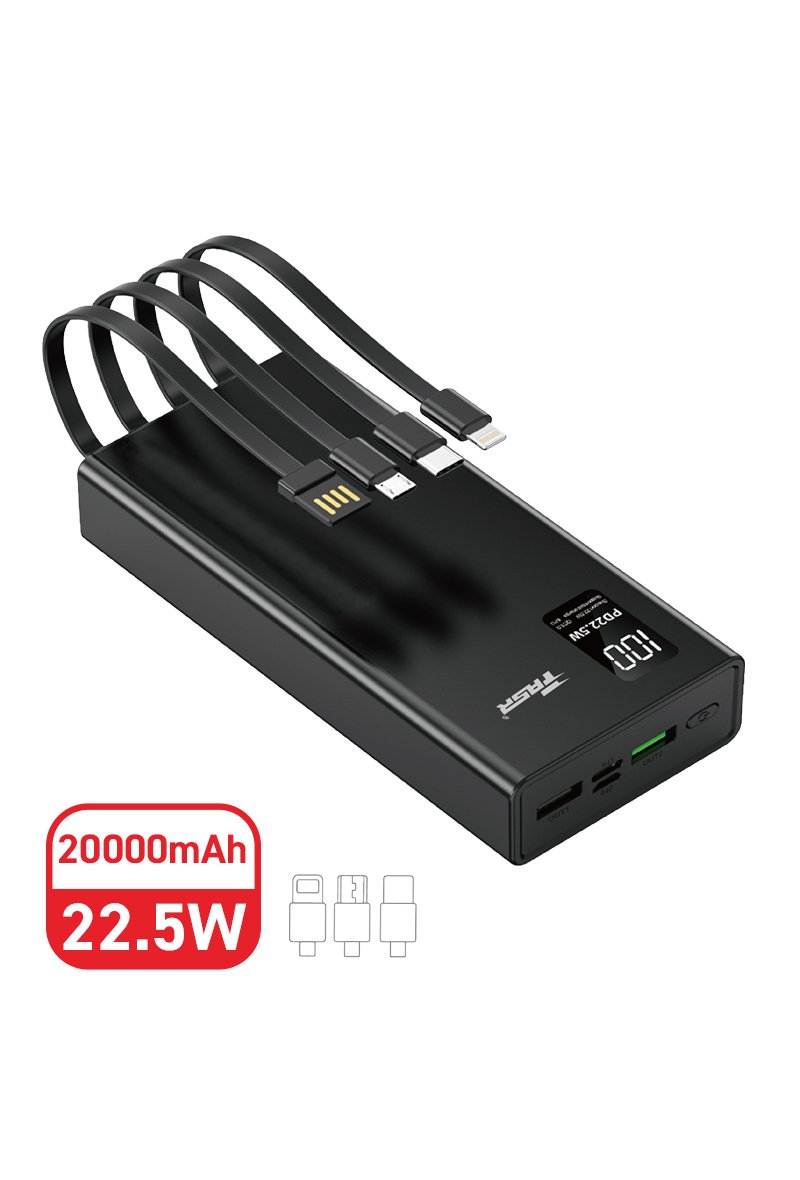 Batterie externe 20000 mAh 22,5 W Banque de puissance à charge rapide PD3.0 Sorties et entrées USB C Chargeur portable pour smartphones