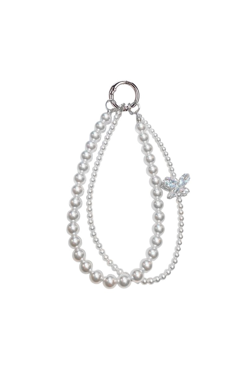 Bijoux de Téléphone Papillon + Perles + Strass