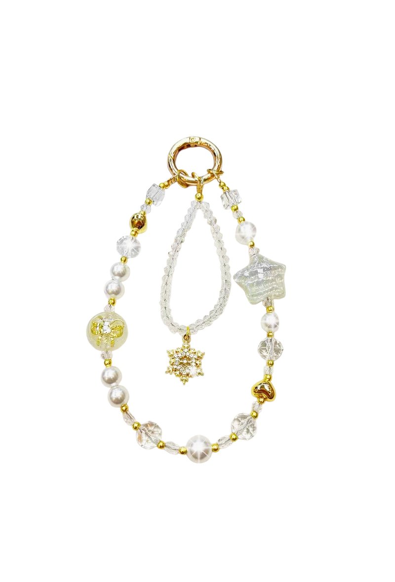 Bijoux de Téléphone Étoile + Perles de Cristal + Flocons de Neige