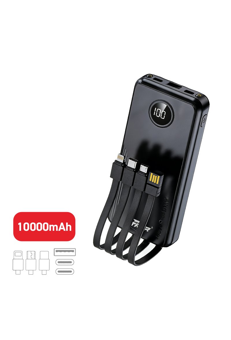 Batterie Externe, 10000mAh, 4 câbles intégrés