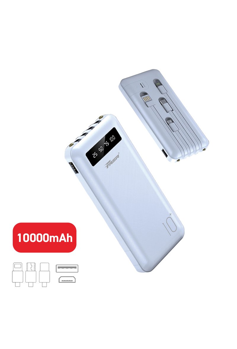 Batterie externe 10000 mAh avec 4 Câbles intégrés