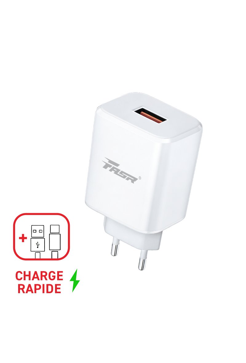Chargeur Rapide avec Prise USB, câble USB-C intégré