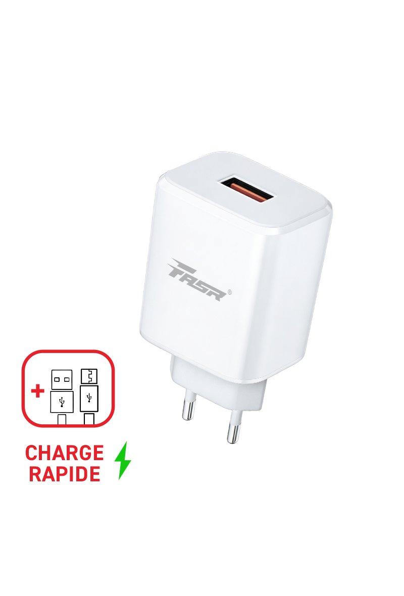 Chargeur Rapide avec Prise USB, Câble Micro USB intégré