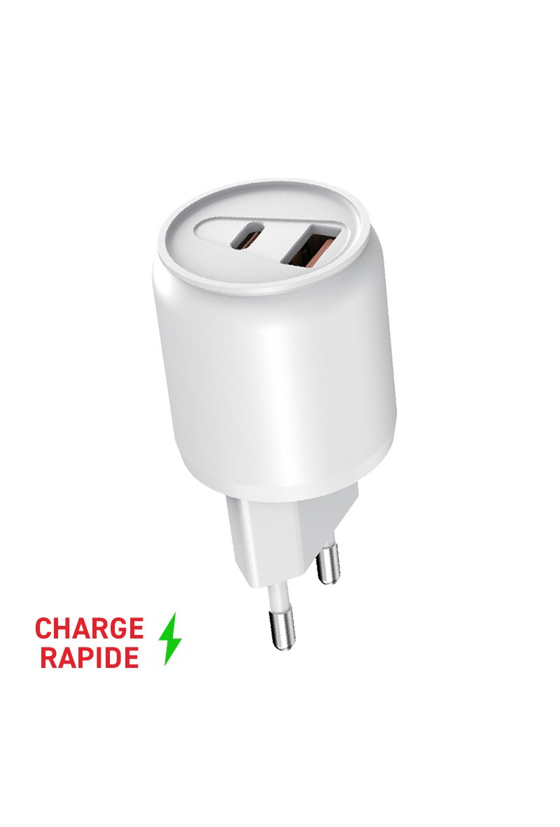 Chargeur USB A + USB C, 20W