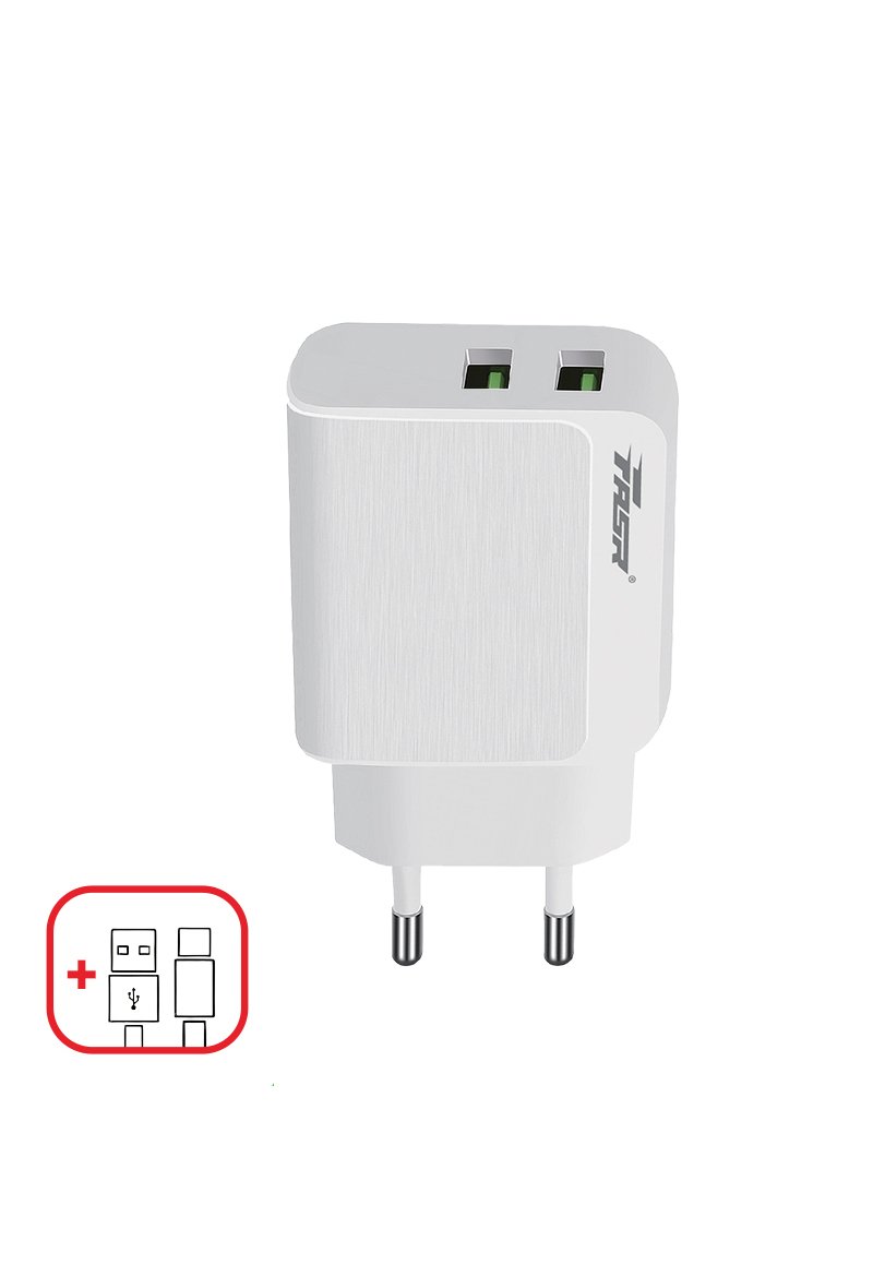 Chargeur avec Double Prise USB, câble USB-C intégré