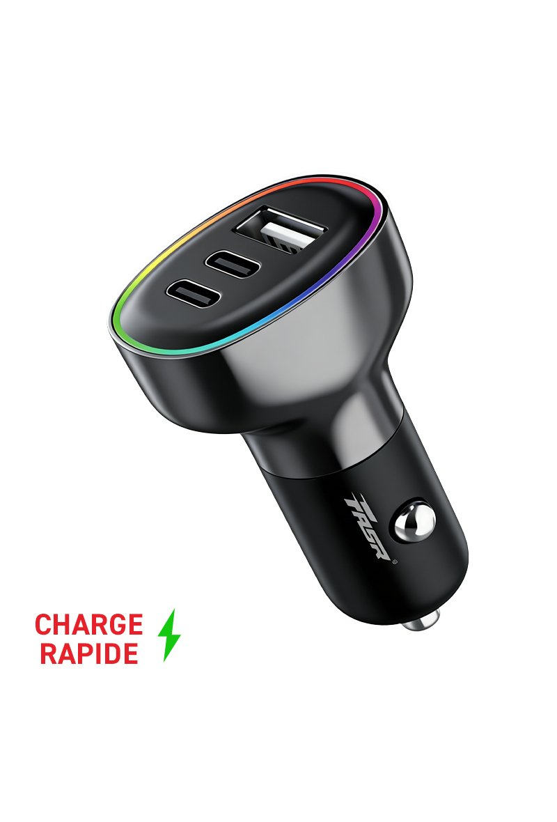 Chargeur Allume-Cigare - Trois Ports -Charge Rapide