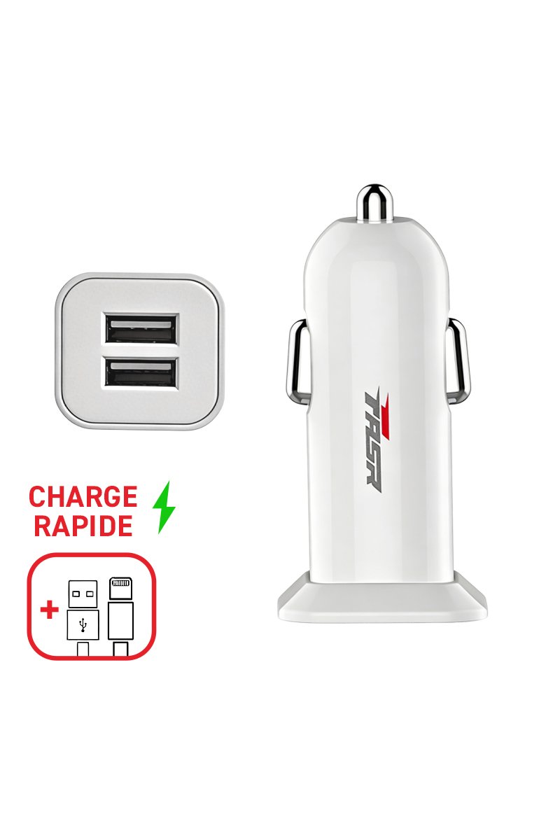 Chargeur Allume-Cigare 3.1A + Câble Lightning, charge rapide