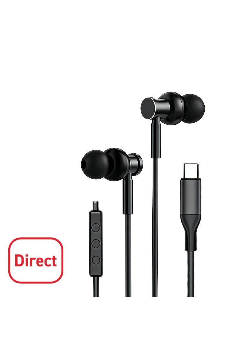 Écouteurs USB C Filaire en silicone, avec Microphone