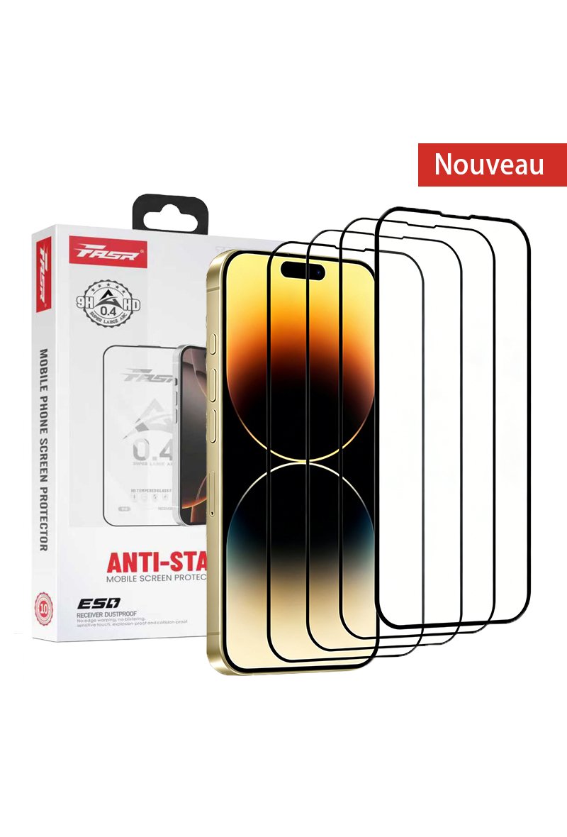 Verre Trempé Contour Noir pour iphone 11 12 13 14 15 16....17promax - Paquet