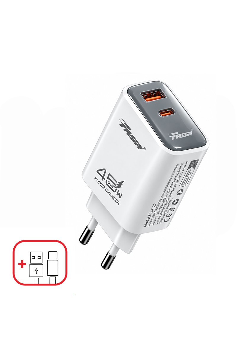 Chargeur Rapide GaN 45 W avec Câble Type-C